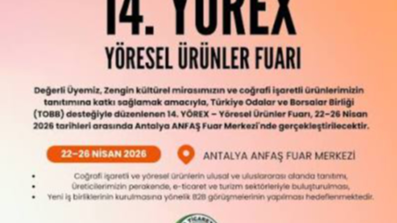 14. YÖREX YÖRESEL ÜRÜNLER FUARI